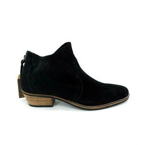 Crevo Womens Justine Ankle Bootie Heel Zip Cushion Insole Black Nubuck Sz‎ 6 M